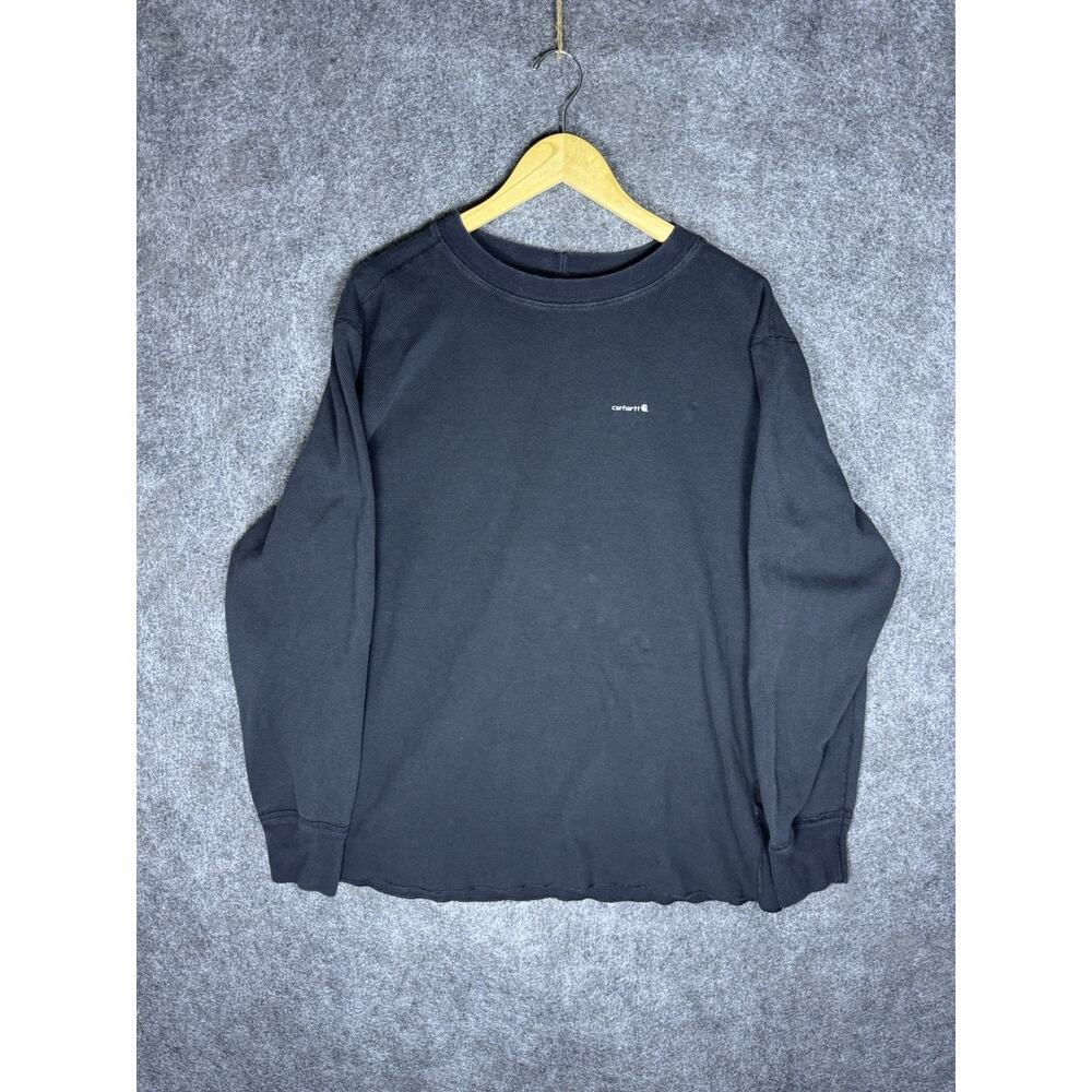 Carhartt Black Heavyweight Cotton Thermal Crew Neck 2XL Shirt Longsleeve K228